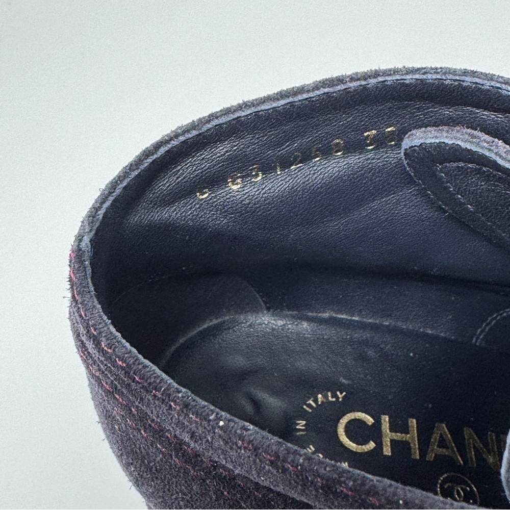 CHANEL Wedge Suede Burgundy Wedge Boots - Picture 9 of 16